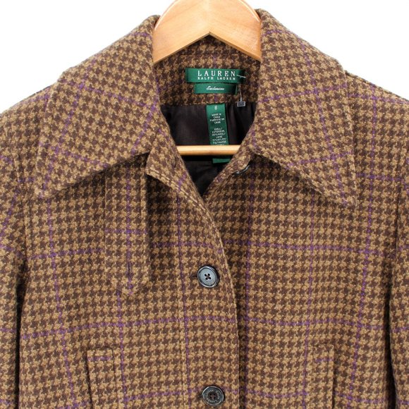 VTG Ralph Lauren LRL Hunting Jacket Plaid Tweed Houndstooth Boxy Riding Blazer - Picture 3 of 16